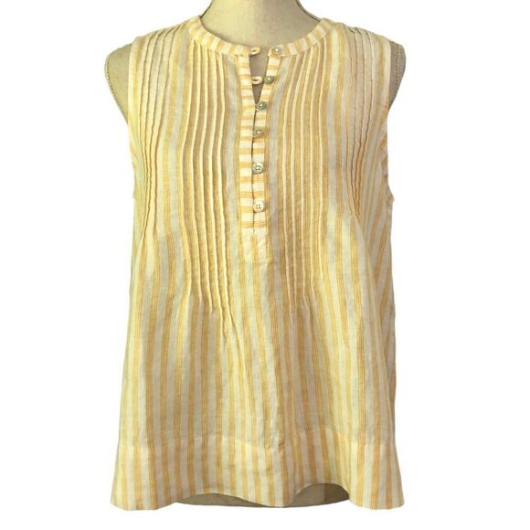 Faherty Isha Top Yellow Stripe Linen Size Medium NWT - Picture 5 of 15
